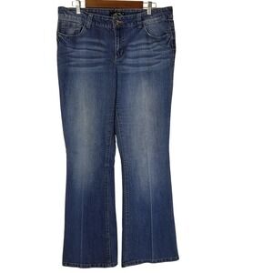 LEI Sophia Hipster Flare Jeans Womens Size‎ 15L Dark Wash Vtg / Y2K 2000's Boho